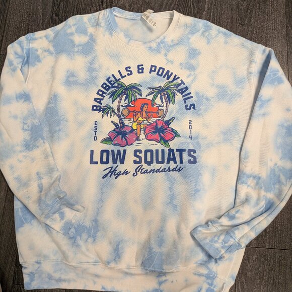 Barbells And Ponytails Crew "Beach" Pullover Sweatshirt Sz M NEW - Picture 1 of 1
